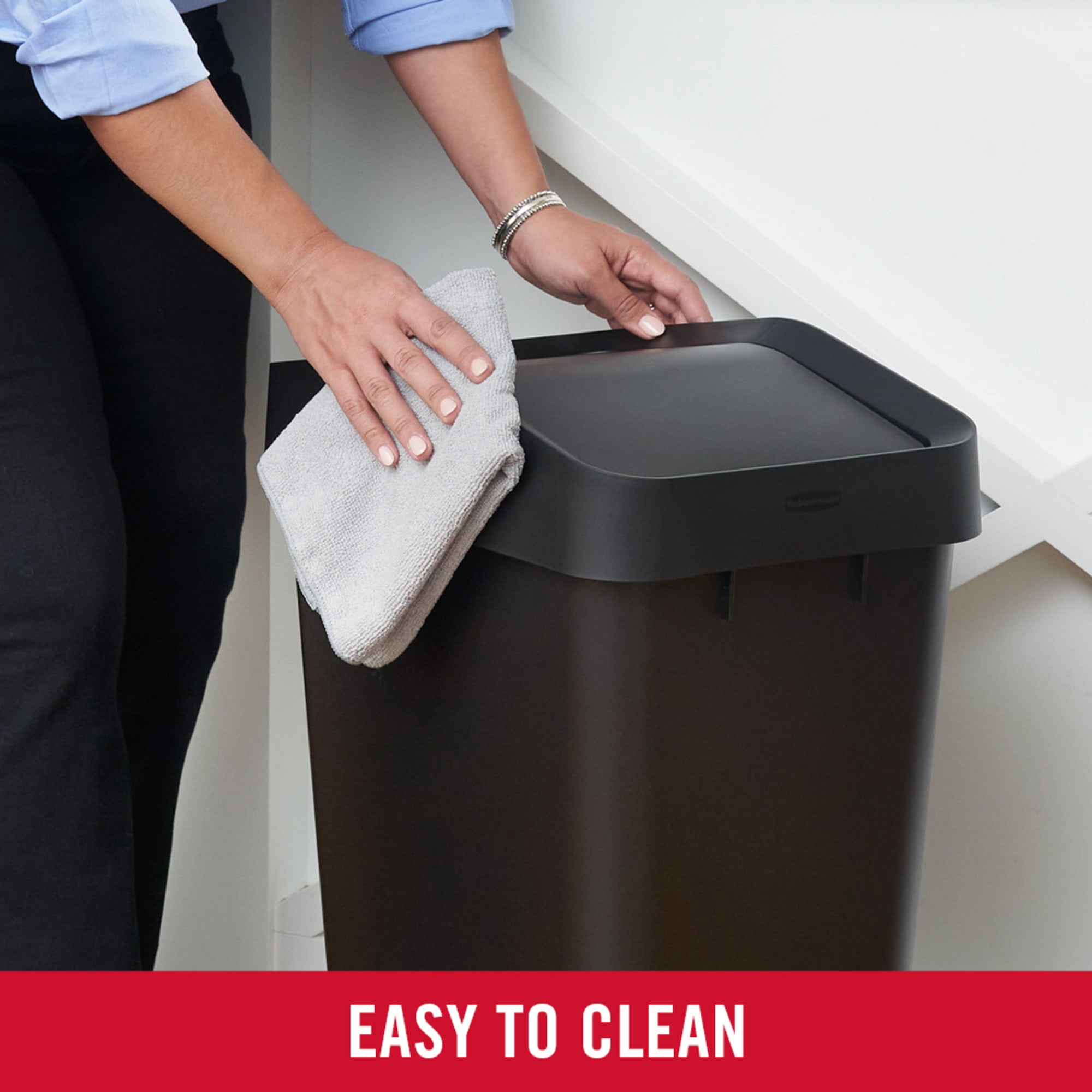 Rubbermaid Kitchen Trash Can, 12.2 Gallon Plastic Swing Lid Garbage Bin, Black