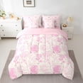 thumbnail image 2 of Homewish Cute Rustic Flower 7 Pieces Bedding Comforter Set,Country Botanical Full Bedding Set,Pink Floral Fitted Sheet Flat Sheet For Girls Kids,Breathable Home Decor Reversible, 2 of 8