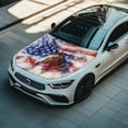 thumbnail image 3 of Uorisanigo Vintage American Flag Horse Auto Hood Cover Removable Waterproof Car Hood Flag Cover Straps Reinforcement Hood Wrap Blanket for Most Sedans Outdoor Decoration, 3 of 7