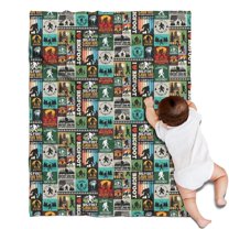 Multicolor Bigfoot and Text Pattern Blanket,Comfortable Soft Flannel Throw Blanket,All Season,Warm Lightweight Blankets for Sofa Bed Couch Living Room Chair,30"x40"