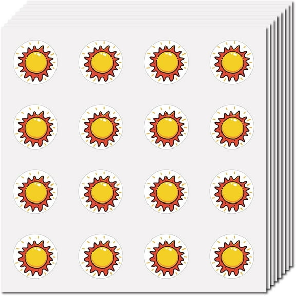 128Pcs Sun Planner Stickers Helmet Sticker Decals Self-Adhesive Waterproof Sticker Round Dot Cartoon Decal Bulk Stickers