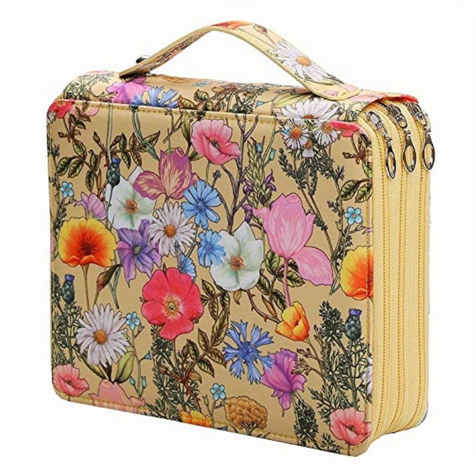 124 Slots Large Capacity Colored Pencil Case Holder, 3-Layer Oxford Fabric Art Organizer with Smooth Zipper, Portable Stationery Bag for Artist Watercolor Pens & Markers, Slate Grey