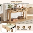 thumbnail image 3 of TREXM Rustic Console Table with Curved Corners for Safety, Entryway Table with 3 Concealed Drawers, Sturdy Sofa Table with Thick Legs for Hallway & Living Room (Light Oak), 3 of 4