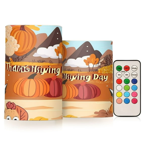 2 PCS Flameless Candles with Remote Timer LED Battery Operated Flickering Candle Light for Wedding Table Home Decoration Gifts Thanksgiving Scenes