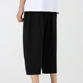 thumbnail image 6 of Handshe Men's Summer Elastic Waist Cropped Pants with Drawstring and Solid Pockets - Casual Comfortable Outdoor Shorts, 6 of 9