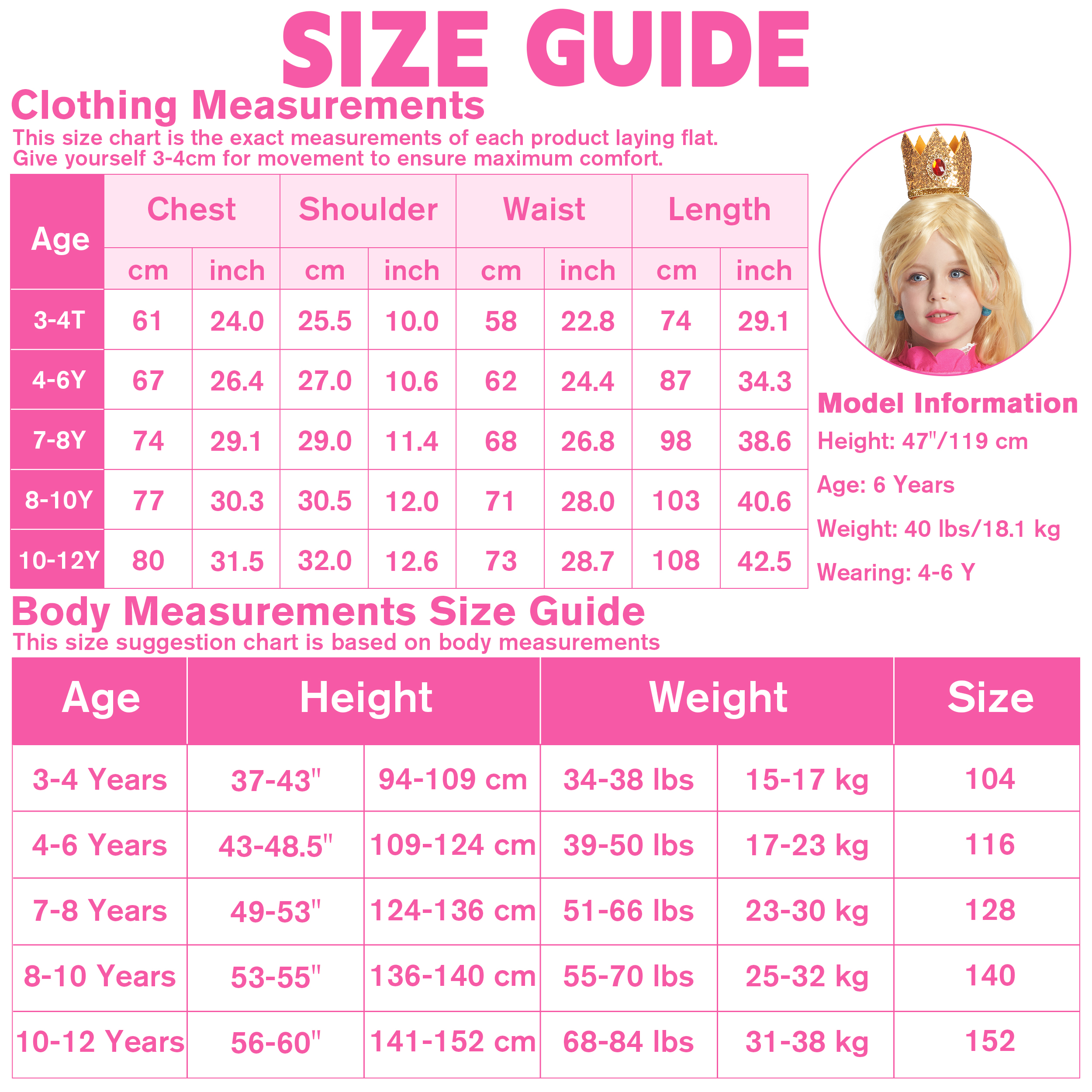 IKALI Girls Pink Princess Costume Dress, 6-Piece Set photo 3