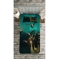 thumbnail image 3 of Ambesonne Fantasy Quilted Bedspread Set 2 Pcs, Elf Boats Birds Swans, Twin Size, Sand Brown Dark Teal, 3 of 3