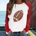 thumbnail image 2 of Midsumdr Fall Clothes for Women 2025 Fashion Lightweight Round Neck Long Sleeve Sweatshirt Rugby Football Printing Casual Spliced T-shirt on Clearance, 2 of 3