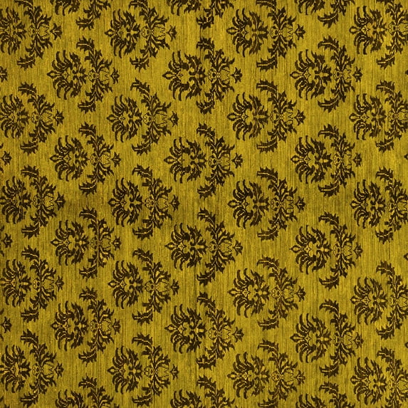 Ahgly Company Indoor Square Abstract Yellow Modern Area Rugs, 5' Square