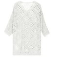thumbnail image 4 of Heisall Women's 3/4 Sleeve Crochet Tops V Neck Hollow Out Knit Loose Fit Casual Tops Lightweight Breathable Spring Summer Outfits, 4 of 6
