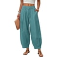 thumbnail image 3 of SAHFX Womens Cropped Linen Pants Balloon Pants Lantern Tapered Trousers Loose Comfy Capri Pants Palazzo Pants Straight Leg Ankle Pants Pants Soft Comfy Long Lounge Pants for High Waisted Drawstring, 3 of 7