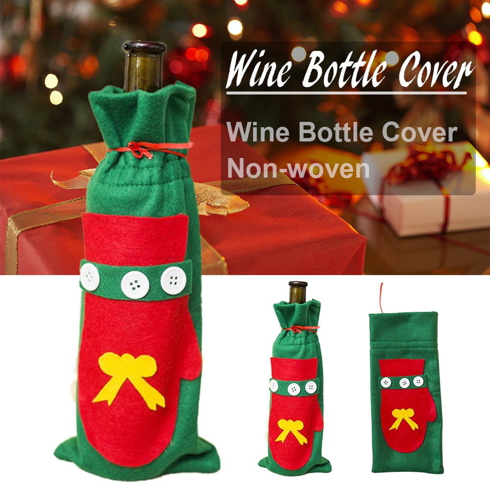Details about / Christmas Cover Wine Bottle Decorations Santa Claus Snowman Stocking Gift Xmas