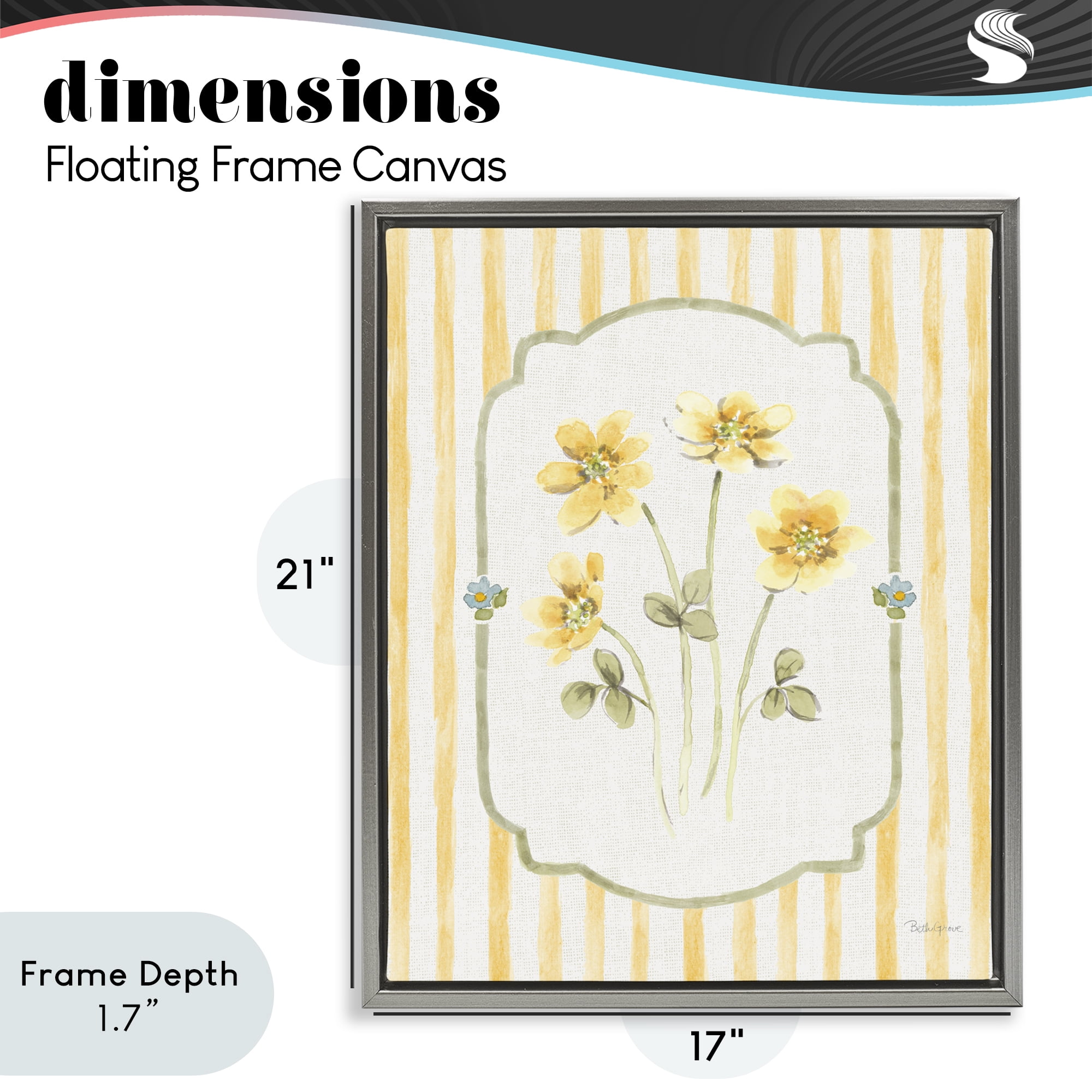 Stupell Industries Sweet Honey Flowers Gray Framed Floater Canvas Wall Art, design by Beth Grove