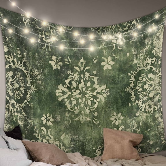 Vintage Green Yellow Tapestry for Bedroom Wall Hanging Tapestry, Southwestern Geometric Abstract Art Ceiling Backdrop Tapestries Poster Blanket Wall Decor for Teens Room Living Room Dorm 39" x 59"