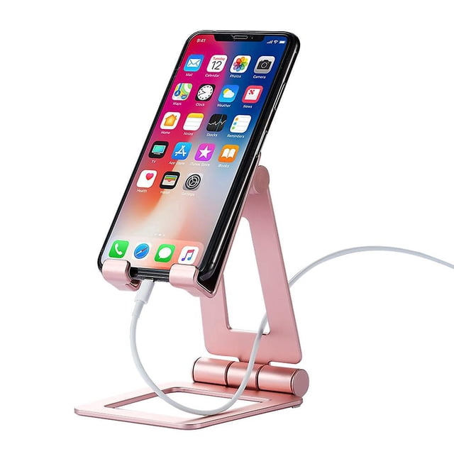 Soporte para teléfono celular, soporte para teléfono de escritorio ajustable actualizado, totalmente plegable, compatible con todos los teléfonos Android y Iphone 11 Max Xs Xr 8 7 Plus,