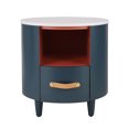 thumbnail image 4 of Modern Round Nightstand w/ Drawer & Shelf - Blue MDF Sofa End Table - 19.25" for Living Room & Bedroom - Easy Assembly, Elegant Storage, 4 of 11