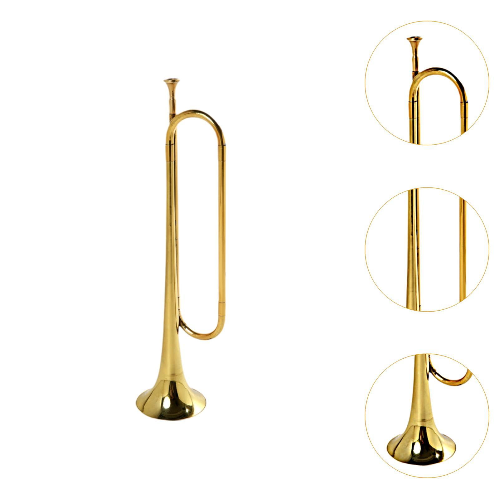 QccHieUs C Bugle Mini Brass Instrument Portable Classic Cavalry Trumpet Blowing Bugle for