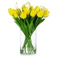 thumbnail image 2 of Enova Home 18 Heads Artificial Real Touch Tulip Arrangement in Clear Cylinder Glass Vase with Faux Water (Yellow), 2 of 4
