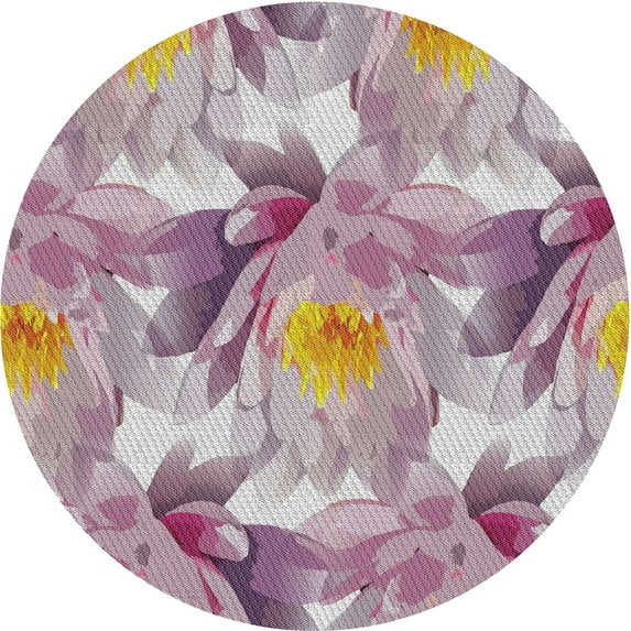 Ahgly Company Machine Washable Indoor Round Transitional Raspberry Purple Area Rugs, 3' Round
