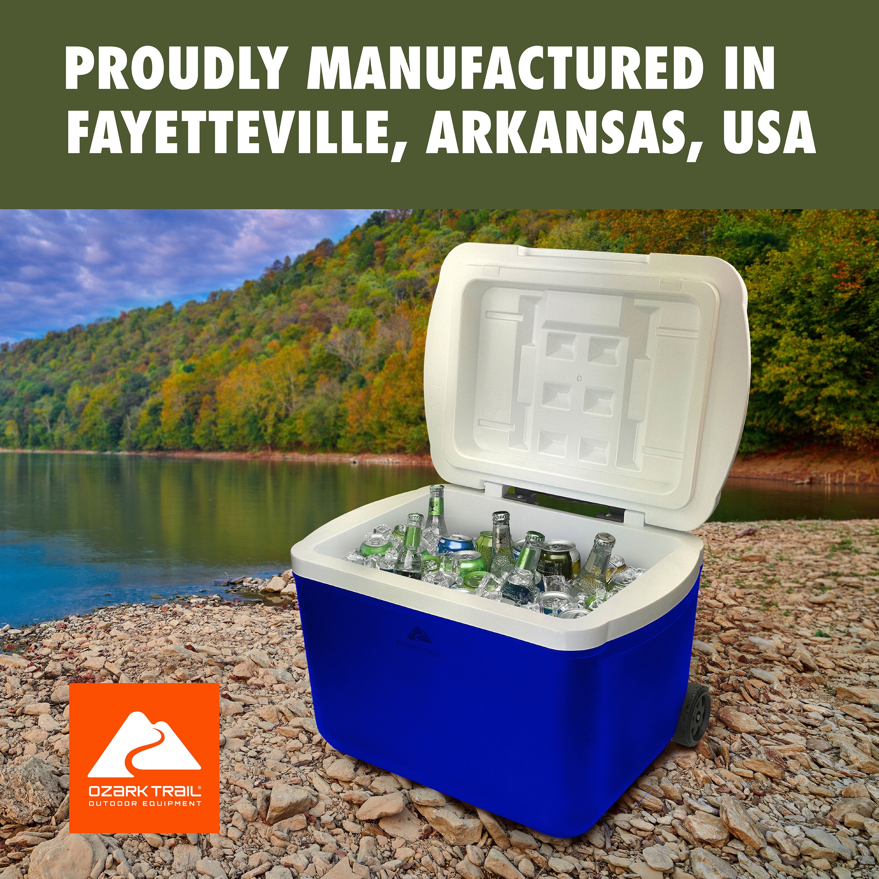 Ozark Trail 30 Quart Capacity Hard Side Wheeled Cooler, 42-Can, Royal Blue