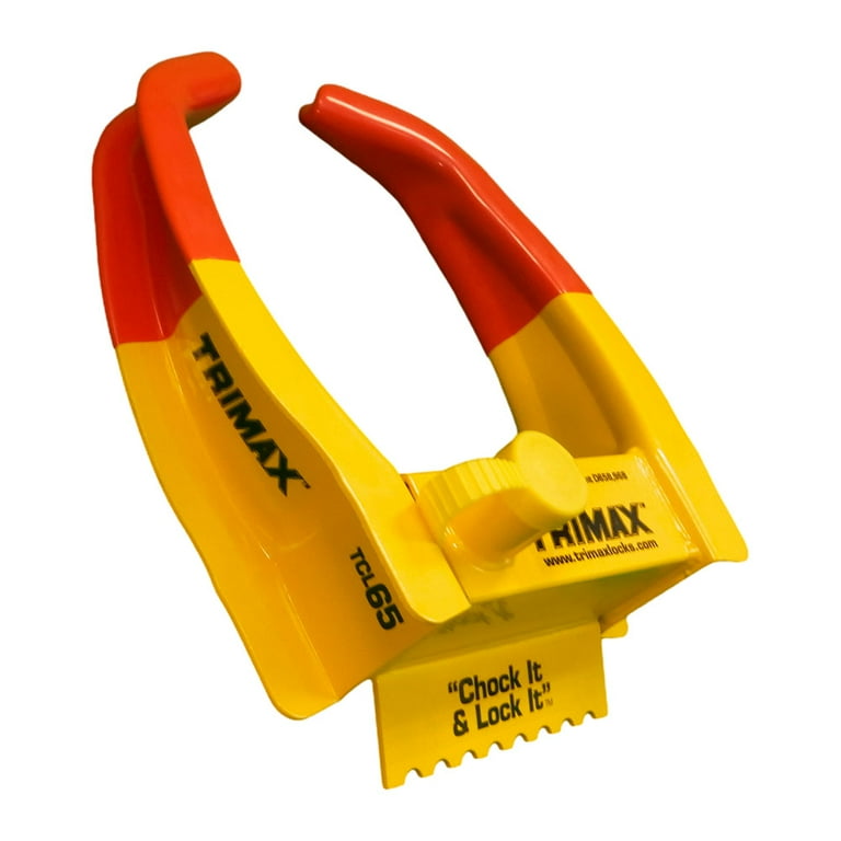TRIMAX TCL65 Deluxe Universal Wheel Chock Lock, Yellow/Red