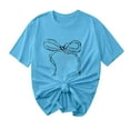 thumbnail image 2 of qolati Womens Bow Print Graphic Tops Cute Crew Neck Short Sleeve Shirts Summer Casual Loose Fit Blouse Tees, 2 of 4