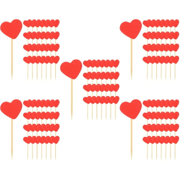 250 pcs Heart Shape Cake Picks Decorative Cake Insert Cards Cupcake Heart Cake Picks