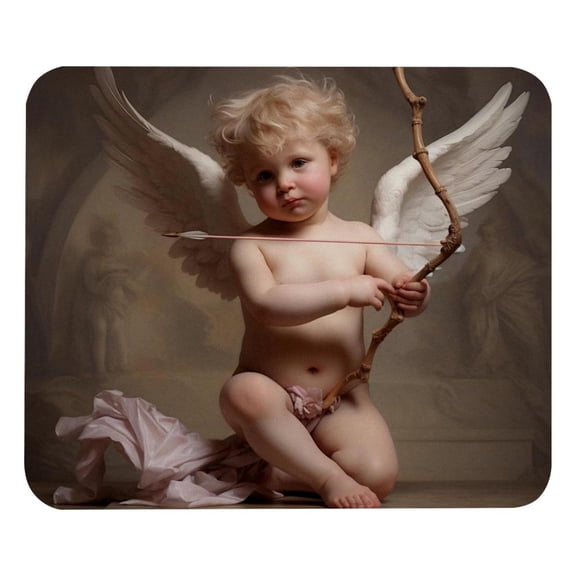 Love Cupid Heart Mouse Pad, Rubber Base Computer Mouse Pads for Wireless Mouse