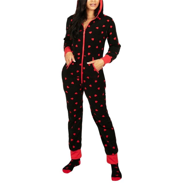 Sunisery Couples Matching Christmas Pajamas Jumpsuit Hoodie Onesie Cute