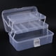 thumbnail image 3 of Caja de almacenamiento plegable de plástico de tres capas, organizador de herramientas, estuche con asa, transparente, 3 of 13