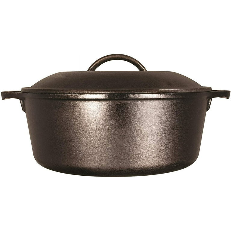 Lodge 5 Quart Cast Iron Dutch Oven. Pre-Seasoned Pot with Lid and