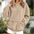 thumbnail image 2 of Timegard Hoodies for Women Corduroy Drop Shoulder Long Sleeve Sweatshirts Vintage Fashion Solid Color Pullover Pocket, 2 of 6