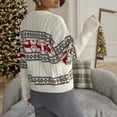 thumbnail image 4 of Womens Tops Casual Pullover Sweaters Knit Oversized Cozy Fall Outfit Festive Yarn Knit Pullover Sweater With Reindeer Fair Isle Pattern Holiday Cozy Top For Casual Wear, 4 of 8