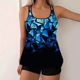 thumbnail image 2 of Plus Size Tankini Swimsuit For Women Crew Neck T Shirts High Waist Shorts Casual Stretchy 2 Piece Bathing Suit (4XL, Black), 2 of 6