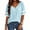 Light blue, variant on Stripe Sleeved Women Summer Casual V-neck T-shirt Loose Simple Tops