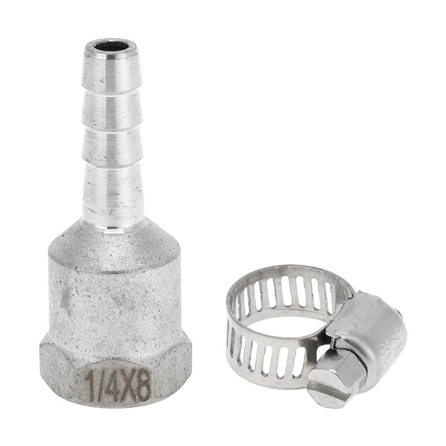 Conectores de manguera de acero inoxidable 304 Unique Bargains 5/16" OD 1/4" BSPT hembra para aire, agua, aceite, gas, combustible, 1 juego tono plateado