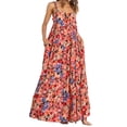 thumbnail image 1 of TRKIYQC, vestido largo informal de verano para mujer, vestido con tirantes sin mangas con estampado Floral, vestido suelto a la moda con espalda descubierta para vacaciones en la playa TRKIYQC  moda, 1 of 8