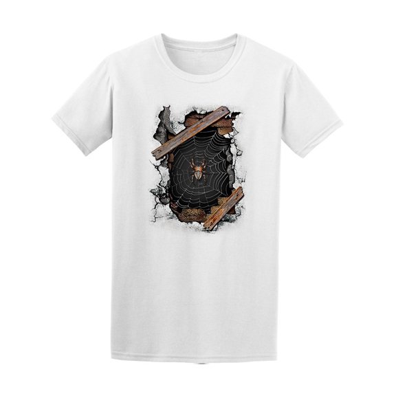 Spider In The Ruined Wall Web Tee Men's -Image by Shutterstock