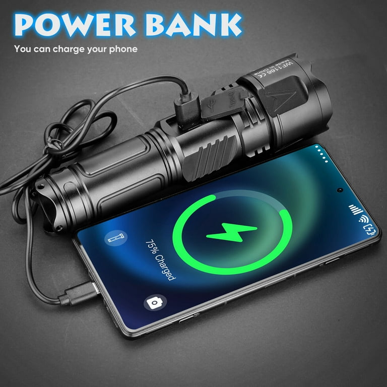 30W Rechargeable LED Flashlight - 3280ft Super Bright Waterproof Torch With LCD Display