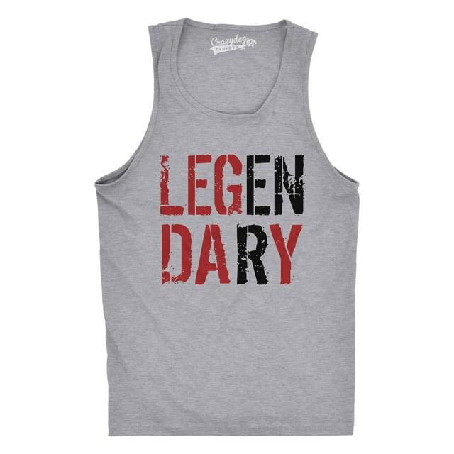 Mens Legendary Leg Day Tank Top Funny Lifting Workout Exercise Shirt (Heather Grey) - 3XL