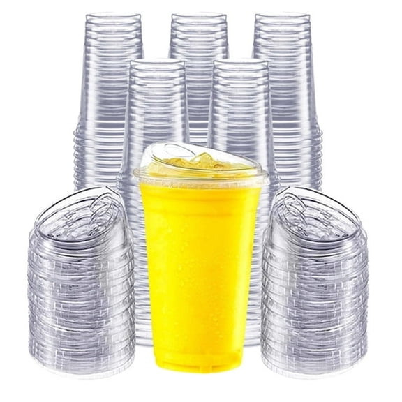 ACDANC Clear Plastic Cups with Strawless Sip Lids,Disposable,24 Oz,100 Count,24 Oz Plastic Cups with Lids,24Oz Plastic Cups with Lids