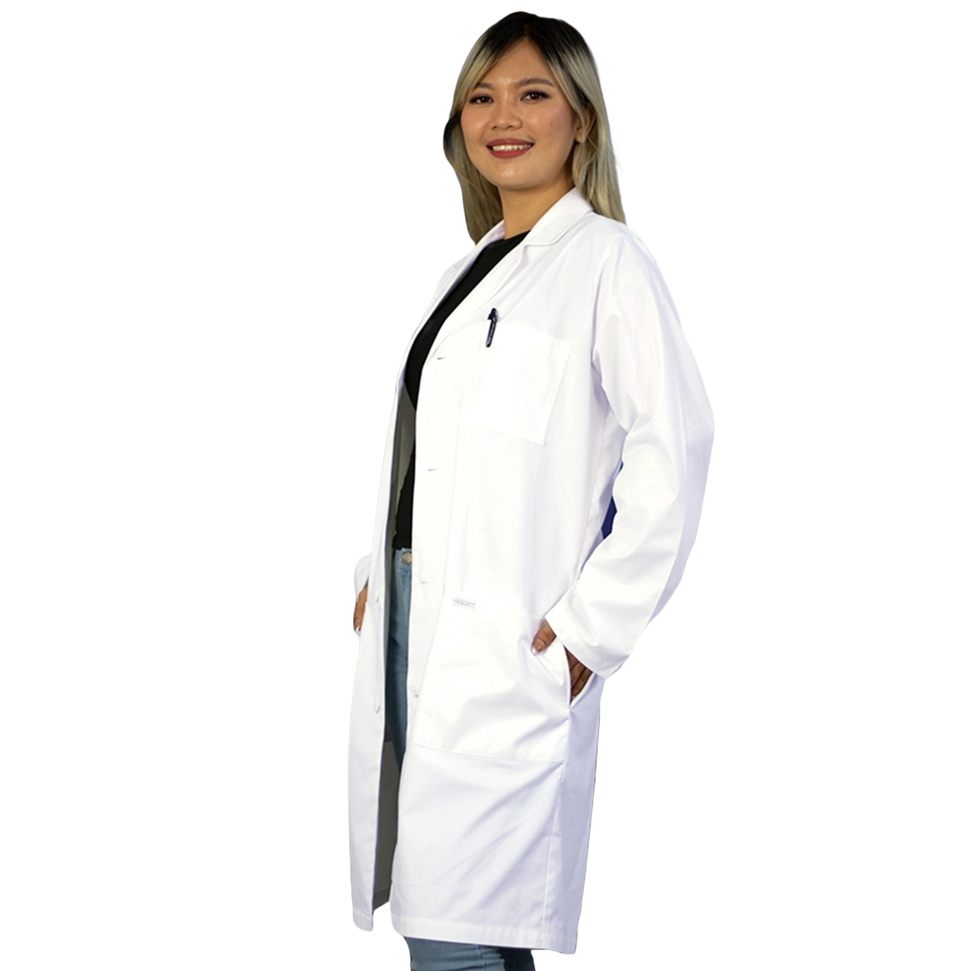 HEEDFIT Professional Ladies Ultra-Comfortable Poly-Cotton 40” Long Reusable Lab Coats