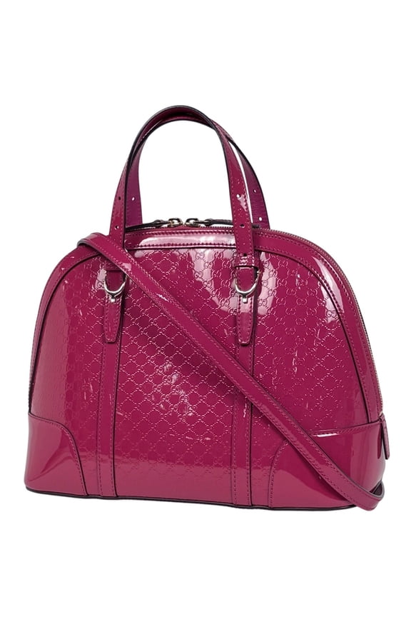 Pre-Owned Gucci Microguccissima Handbag, 2-Way, GG Pattern, Patent Leather, Pink, 309617,...