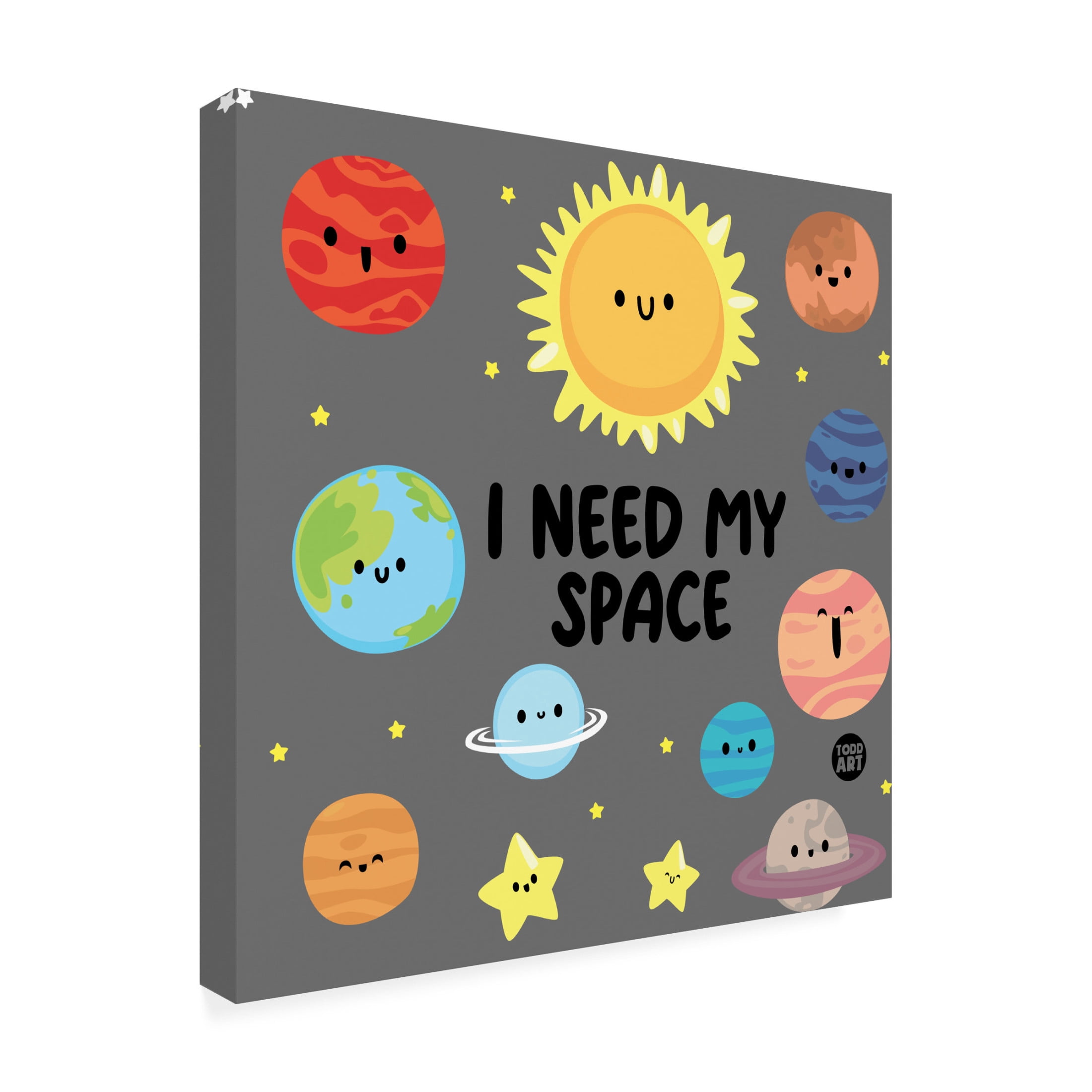 Canvas Wall Art - toddart 'Cute I Need My Space' Wall Art for Living Room, Bedroom, or Office Décor by Trademark Fine Art - 14 x 14 Inches