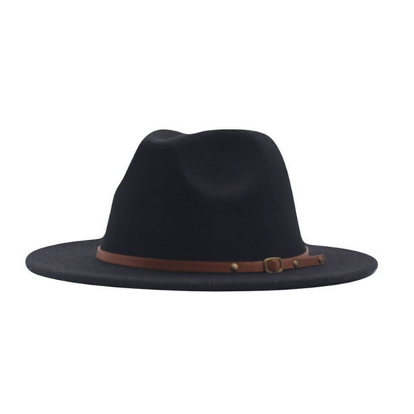 Jedewomi Baseball Caps Womens Classic Wide Floppy Panama Hat Belt Buckle Wool Fedora Hat