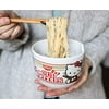 Hello Kitty Cup Noodles Japanese Ceramic Dinnerware Set | Includes 20-Ounce Ramen Bowl and Wooden Chopsticks | Asian Food Dish Set For Home Kitchen | Kawaii Anime Gifts, Official Sanrio Collectible