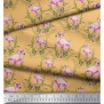 thumbnail image 3 of Soimoi Orange Georgette Viscose Fabric Grass & Flamingo Bird Decor Fabric Printed Yard 42 Inch Wide, 3 of 3