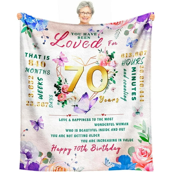 70th Birthday Gifts for Women, Gifts for 70 Year Old Woman, 70 Year Old Birthday Gift for Women, 1955 Bday Gift for Woman, 70th Female Bday Ideas Throw Blanket