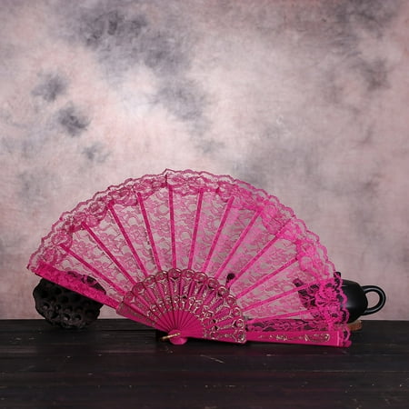 

WANYNG Best Chinese Style Dance Wedding Party Lace Silk Folding Hand Held Flower Fan Wobble Light Jr Parts Electric Fans