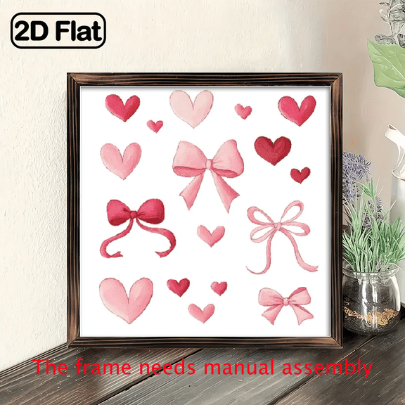 Square woodcut painting with wooden borders, suitable for decorating rooms, creating a romantic and warm atmosphere.Valentine's Day gift.Full of heart.